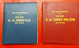D H Gipsy Six & Gipsy Major Aero Engine Leather Bound Maintenance And Care Books