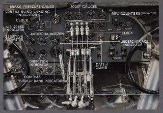 Short Stirling Bomber Instrument Panel Vintage Press Photo Ww2 Raf