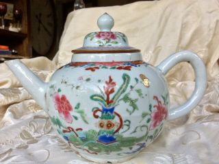 Chinese Antique 18th C Teapot Famille Rose Porcelain Qianlong