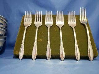 5 Heirloom Virginian Sterling Silver Salad Forks 6.  25 " & 1 Dinner Fork 7 "