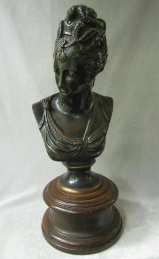 Antique Cast Bronze Bust Of Diane De Poitiers French Noblewoman Aft Jean Goujon