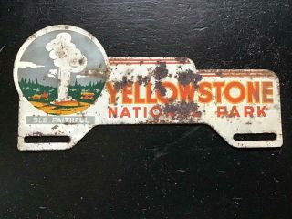 Vintage Yellowstone National Park Souvenir License Plate Topper Old Faithful