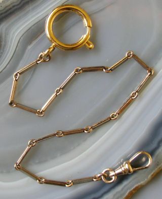 Vintage Gold Filled 9.  5″ Pocket Watch Fob Chain,  Large Spring Ring