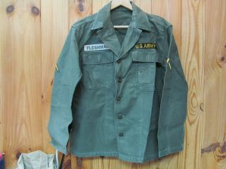 Vintage Us Military Army Green Regulation Fatigue Bdu Shirt Heavy Wear 40 - 42 Pv2