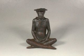 Io12 Japanese Old Iron Zen Meditation Kappa Ornament Yokai Figure