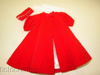 Vintage Barbie Doll Fashion Clothes 939 Red Flare Velvet Coat Set