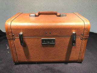 Vintage Shwayder Bros Royal Traveller Brown Leather Train Case Samsonite W/key