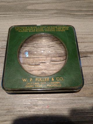 Vintage Antique Glass Advertising Paperweight Magnifying Glass Wp Fuller Id Utah