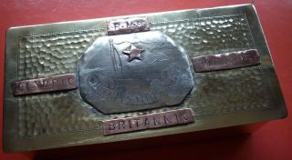 White Star Line Olympic Titanic Britannic Brass Desk Tidy Box