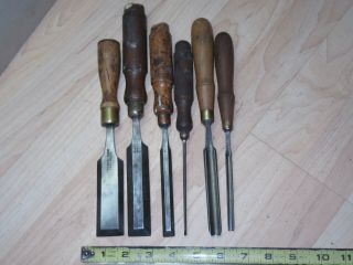 6 vintage wood chisels 5 Buck Bros 1 Charles Buck good tools to restore 2