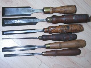 6 vintage wood chisels 5 Buck Bros 1 Charles Buck good tools to restore 3