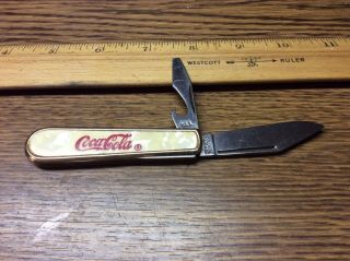 Vintage Folding Pocket Knife Colonial Prov Usa Coca Cola Green Bottle Unusual