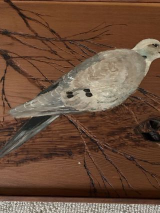 Vintage Wood Art Wall Sculpture Hand Carved Painted Nature Scene Birds