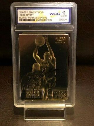 Kobe Bryant Rookie Card - 1996 Fleer Autograph Card - 23kt Gold - Graded 10