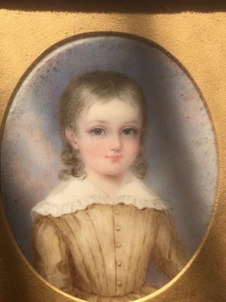 Antique Georgian Miniature Portrait Painting Of A Child
