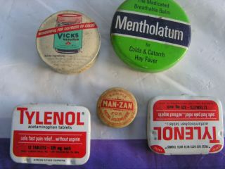 5 Vintage Medicine Tins