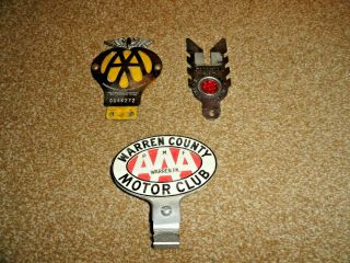 Vintage License Plate Toppers Goodrich Silvertown Safety League Aa England Aaa