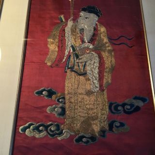 Chinese Silk embroidered Panel of the immortals. 2