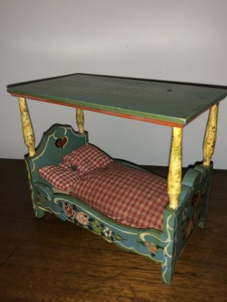 Vintage Dora Kuhn German Doll House Dollhouse Furniture Bedroom Canopy Bed