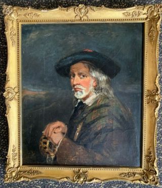 Antique 19th Century Portrait Painting Of A Laird -