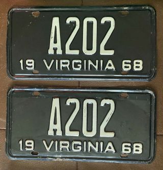 Virginia 1968 License Plate Pair - Quality 10014