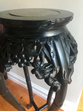 Chinese Carved Wood Stand with Marble Top 2