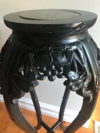 Chinese Carved Wood Stand with Marble Top 3