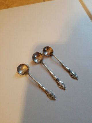 Set 3 - Vintage Sterling Silver Salt Spoon Daffodil Pattern