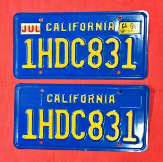 Vintage California Blue License Plates Pair 1hdc831 Usably Rough