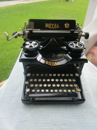Antique 1921 Royal Model 10 Typewriter With Double Beveled Glass Sides