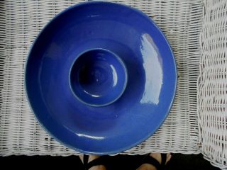 Vintage Bybee Pottery Kentucky Blue 11 " Chip And Dip Serving Bowl