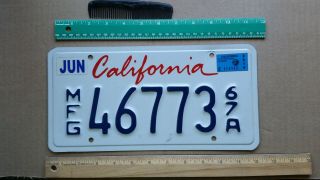 License Plate,  California,  2014,  Manufacturer,  Mfg 46773 67a