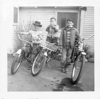 Cowboy Bicycle Gang Kid Outlaws Bikes Hat & Gun Boys Vtg Vernacular Photo 363