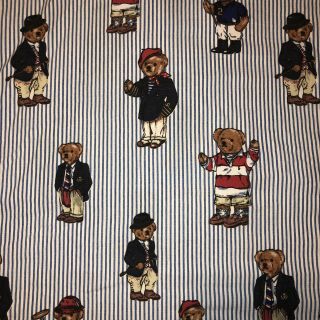 Vintage Ralph Lauren Polo Bear 96”x63” Flat Sheet Perfect Fabric For Mask Making