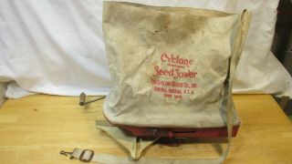 Vintage Cyclone Seed Sower W/ Hand Crank & Tag Urbana Indiana