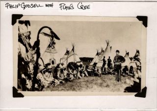 Vintage Photograph Of Philip Godsell With Native American Plains Cree Tribe