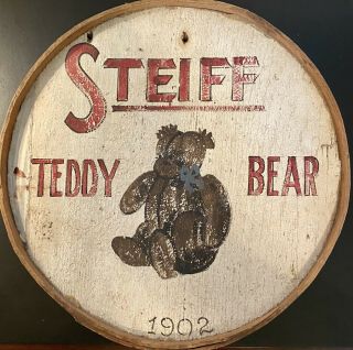 Vintage " Steiff Teddy Bear Wood Sign/hand Painted "