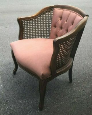 Mid Century Mauve Cane Barrel Sam Moore Chair Hollywood Regency French Country