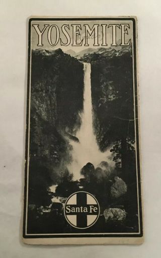 Antique Santa Fe Railroad Yosemite Travel Brochure Booklet With Map
