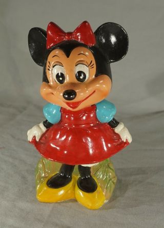 Vintage Minnie Mouse Walt Disney Paper Mache Figural Bank 6 1/2 " Tall