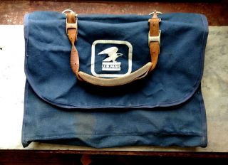 Vintage Usps Canvas Mail Bag Postman " U.  S.  Mail " Eagle Logo Blue