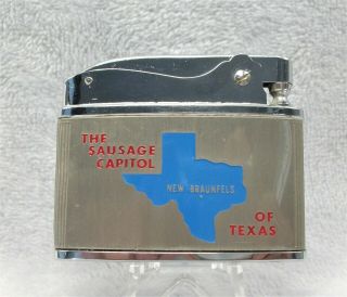 Vintage the Sausage Capitol of Texas Braunfels flat advertising lighter HTF 2