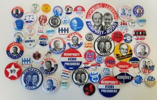 61 Vintage 1968 And 1972 Vintage Hubert H.  Humphrey Presidential Campaign.