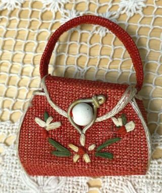 Vintage 1950’s Madame Alexander Cissette Red Straw Purse Bag