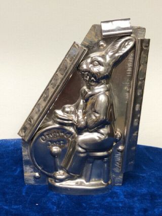 Vintage Chocolate Candy Mold Bunny Rabbit Playing Drum
