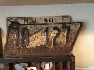 1948 Tennessee State Shape License Plate Garage Art vintage rusty unique cool 2