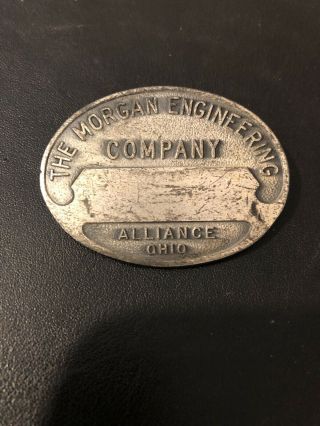 Vintage The Morgan Engineering Co Employee Badge Alliance Ohio 2