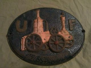Vintage Antique Painted Cast Iron United Fire Fighters Fireman Insurance Marker