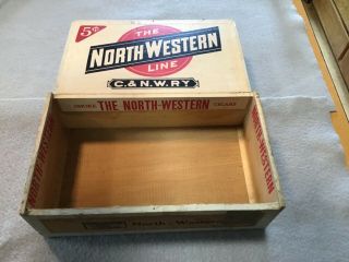 Chicago & Northwestern Ry Ca 1920’s Wood 5 Cents Cigar Box