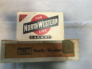 Chicago & Northwestern RY ca 1920’s wood 5 cents cigar box 3